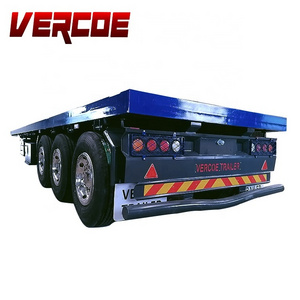 Vercoe Container Flatbed Semi Trailer 3 Axle 40 Ft Container Lock 30 Ton Low Flatbed Semi Trailer