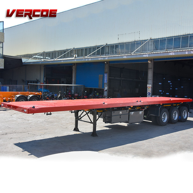 Heavy Duty 40 Feet Flat bed 3 4 Axles 20 Ft 40 Ft 50 Ft 60 Ft  Container Semi Truck Flatbed  Trailer