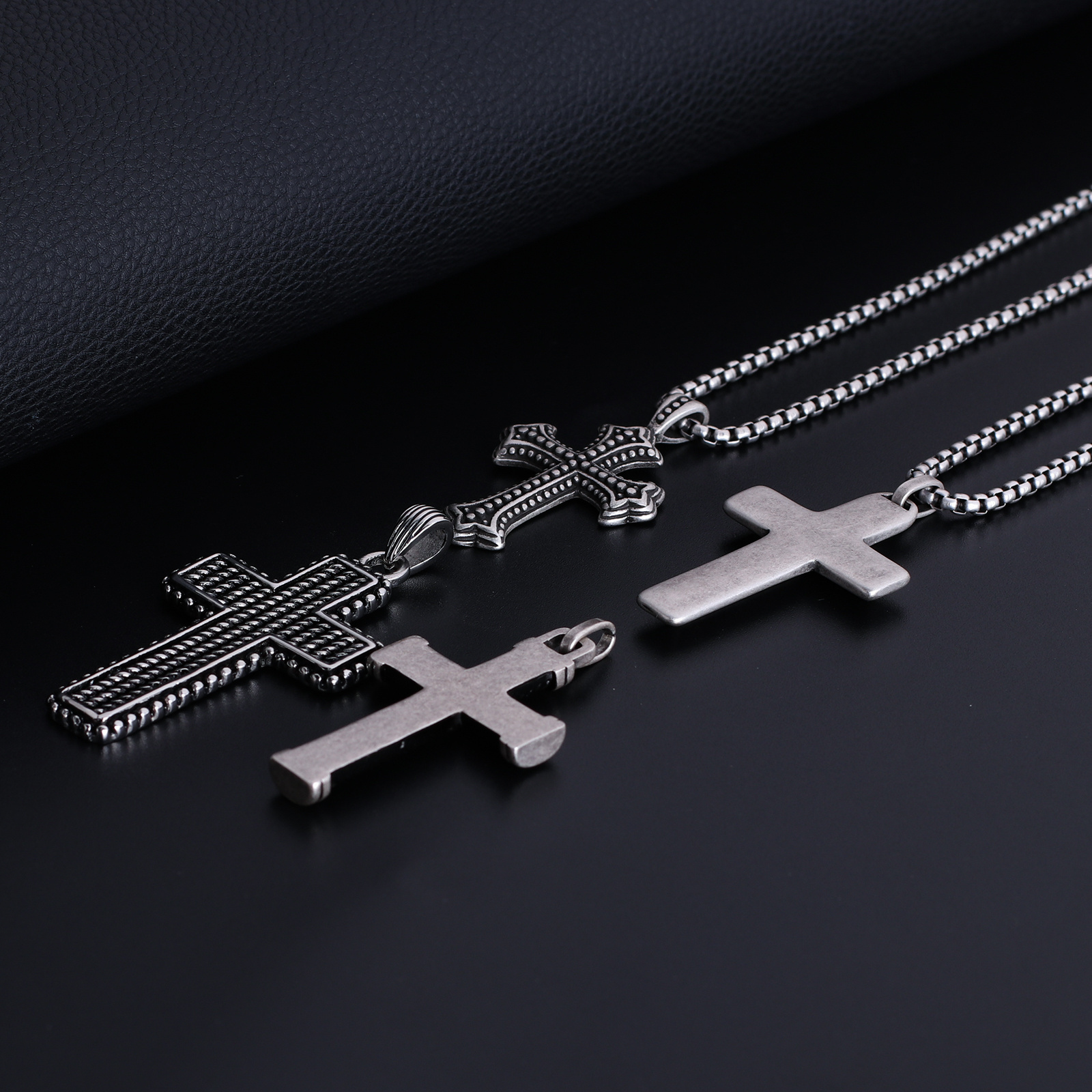 Vintage Anti Silver Small Tiny Stainless Steel Christian Religious Ankh Charm Jewelry Men Cross Pendant Necklace