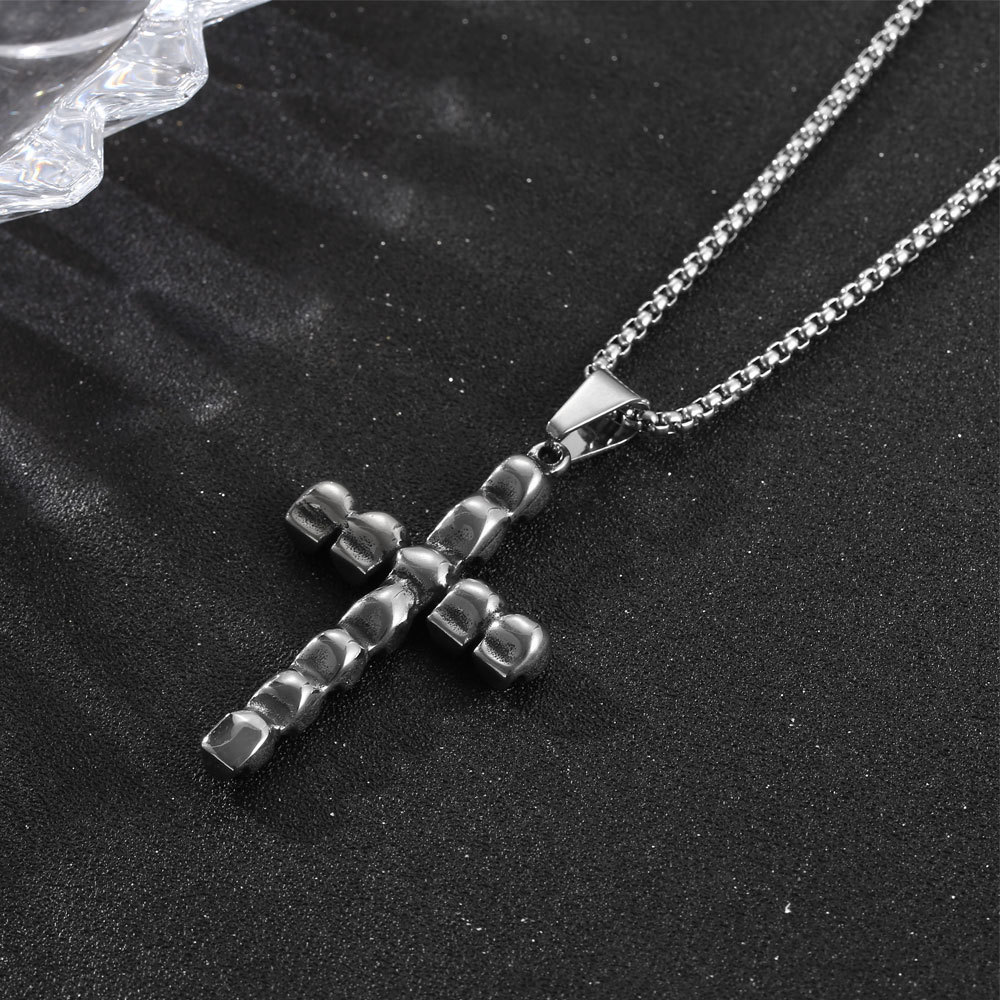 Skull Cross Titanium Steel Stainless Steel Gothic Cross Pendant