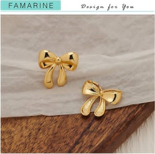 New Stainless Steel Simple Christmas Drop Girls 18K Gold Plated Stud Fashion Jewelry Butterfly Bow Dangle Earrings For Women