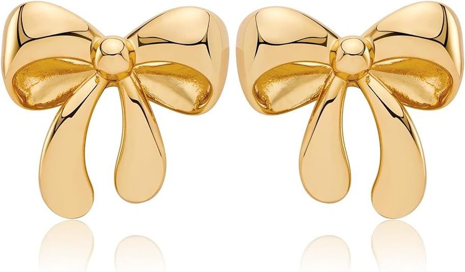 New Stainless Steel Simple Christmas Drop Girls 18K Gold Plated Stud Fashion Jewelry Butterfly Bow Dangle Earrings For Women