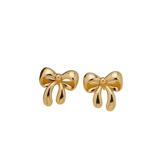 New Stainless Steel Simple Christmas Drop Girls 18K Gold Plated Stud Fashion Jewelry Butterfly Bow Dangle Earrings For Women