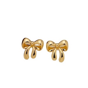 New Stainless Steel Simple Christmas Drop Girls 18K Gold Plated Stud Fashion Jewelry Butterfly Bow Dangle Earrings For Women