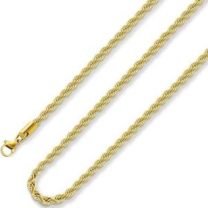 High Quality Hip Hop Fashion Jewelry Twisted Stainless Steel 18K Gold Plated Rope Link Chain Necklace For Man Women