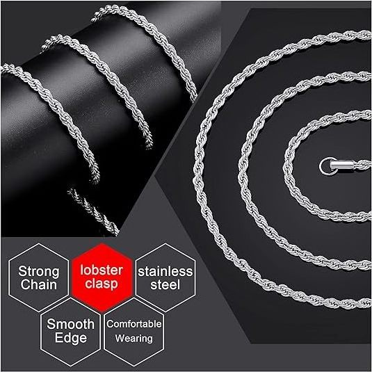 High Quality Hip Hop Fashion Jewelry Twisted Stainless Steel 18K Gold Plated Rope Link Chain Necklace For Man Women