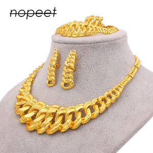 Wedding Bridal Rings Bracelet Africain Earrings Africa Necklace Dubai Jewelry Sets African Fashion Gold Plated Jewelry For Women