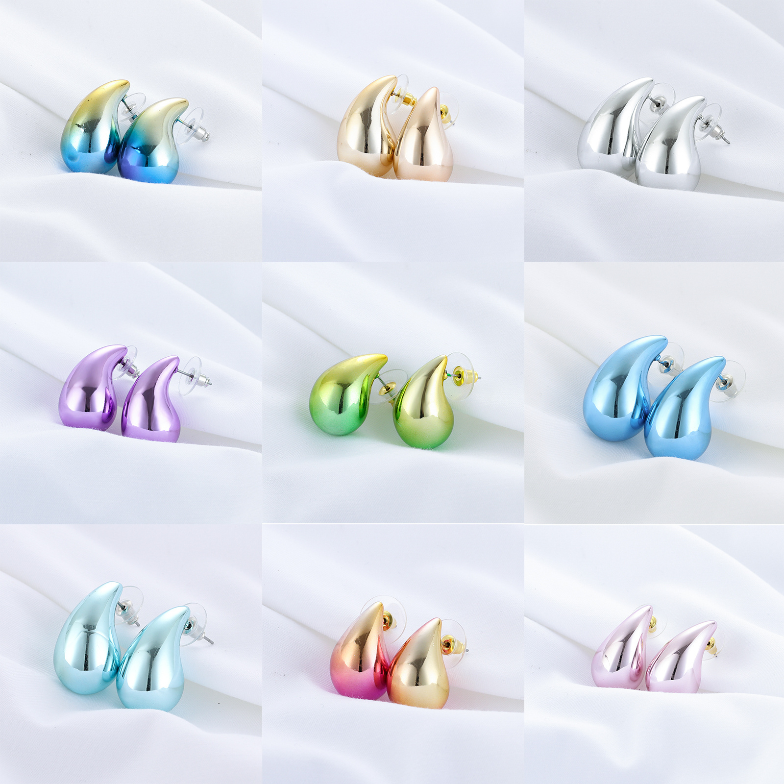 Colorful Geometric Resin Unique Stainless Steel Hoop Minimalist Stud Luxury Hoops Fashion Jewelry Water Tear Drop Earrings Women