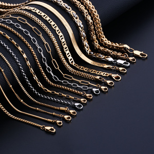 Stainless Steel Jewelry Set Curb Franco Paperclip Ball Figaro Herringbone Rope Snake 18K Gold Plated Link Chain Necklace For Men