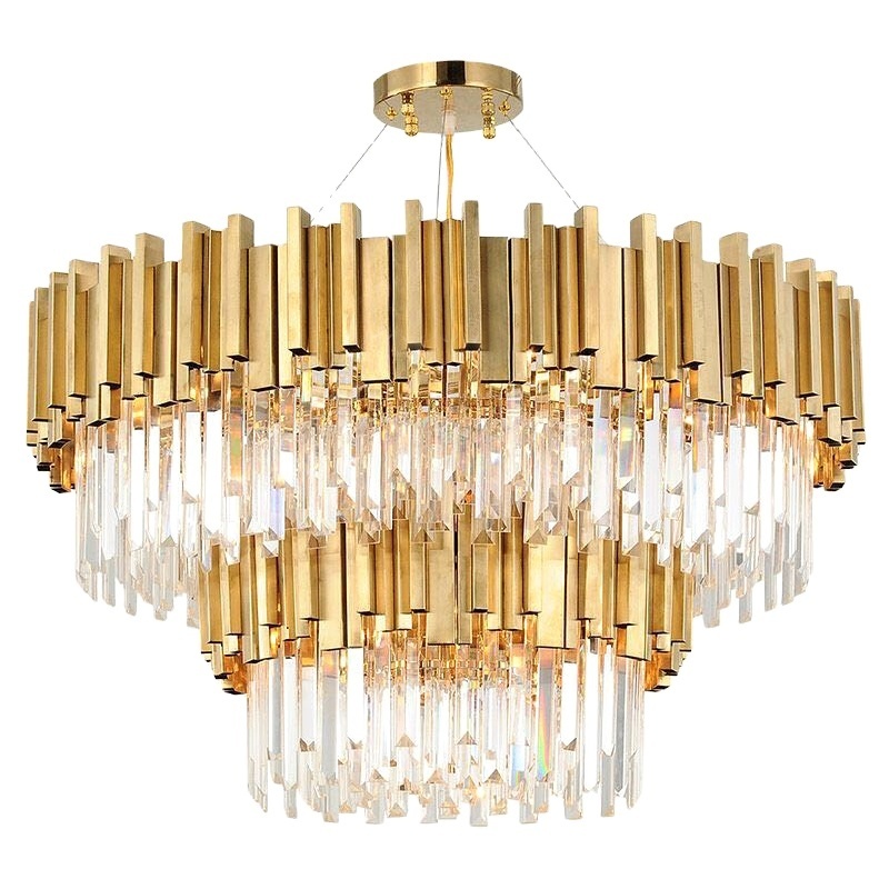 Hotel wedding lobby living room large decorative hanging light gold brass home modern stainless steel luxury crystal hotel modern chandelier