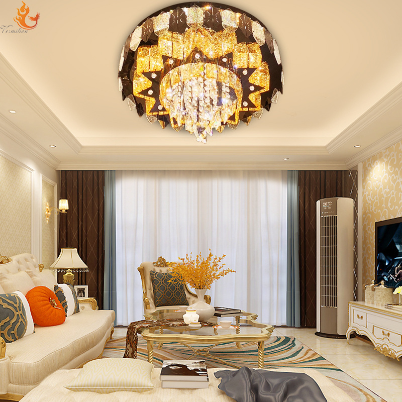 Hot-sale Guzhen  Indoor Modern Living Room Rustic Crystal ceiling light fixtures