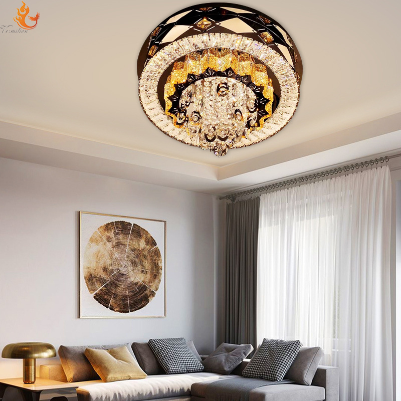 Zhongshan Guzhen Lighting Factory Hot sale Living Room Rustic Crystal ceiling lights