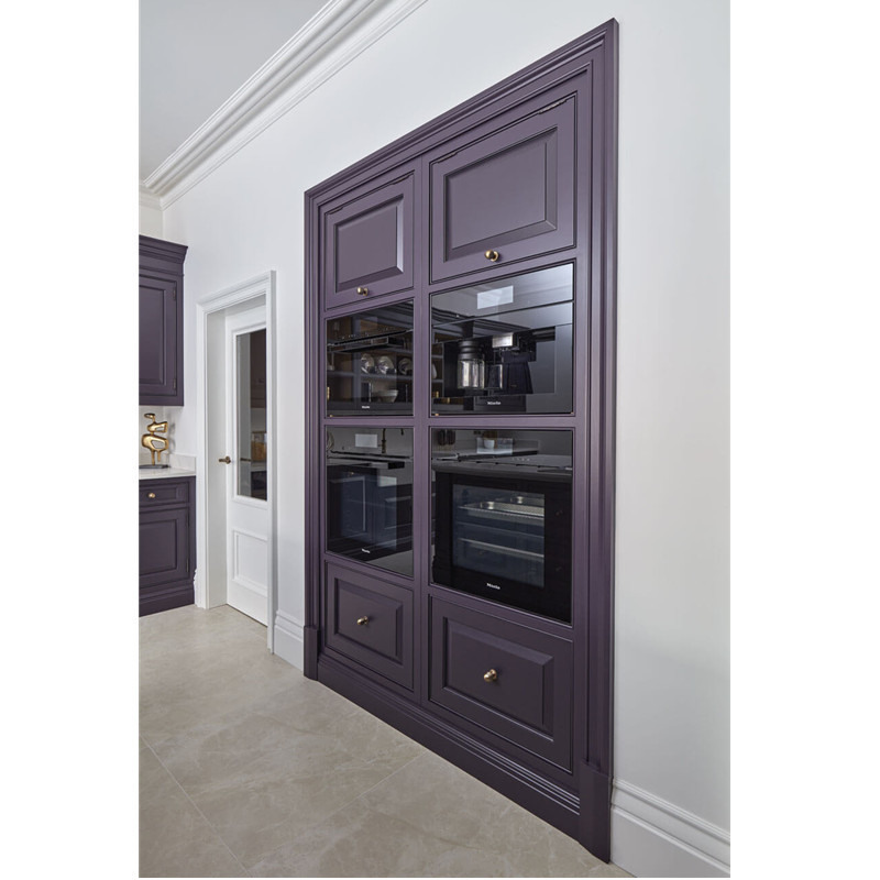 Classic Dark Purple Kitchen Cabinet Large Double Pantry Custom Kitchen Cabinet With Island