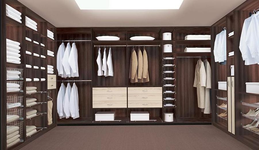 European Style Grey Wardrobes  with White Drawers Walk in Wardrobes Closet