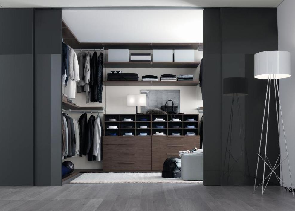 European Style Grey Wardrobes  with White Drawers Walk in Wardrobes Closet