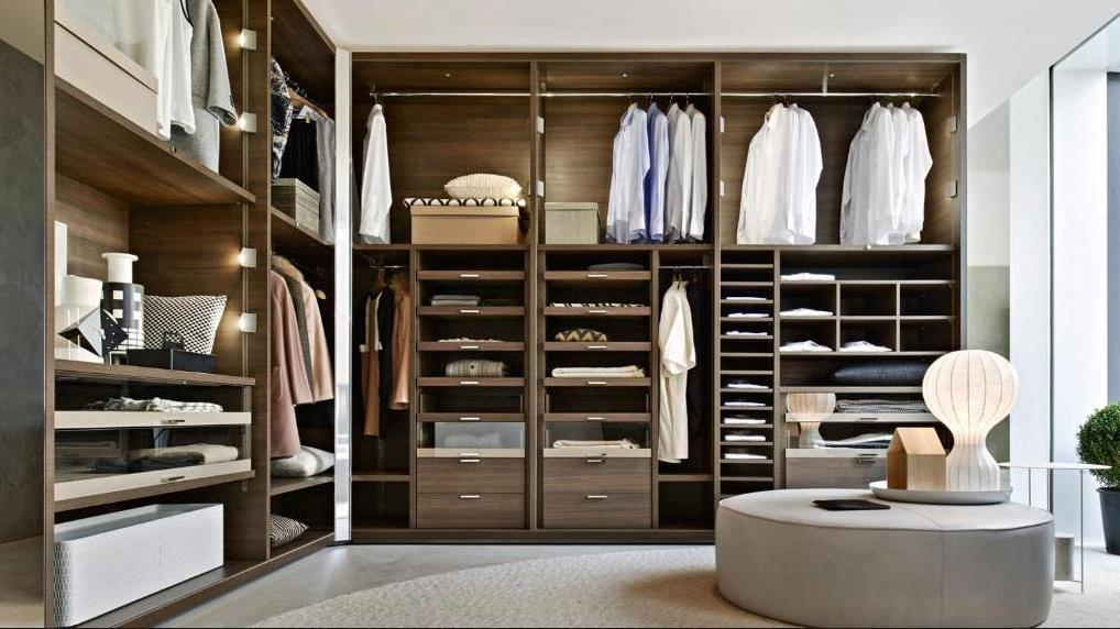 European Style Grey Wardrobes  with White Drawers Walk in Wardrobes Closet