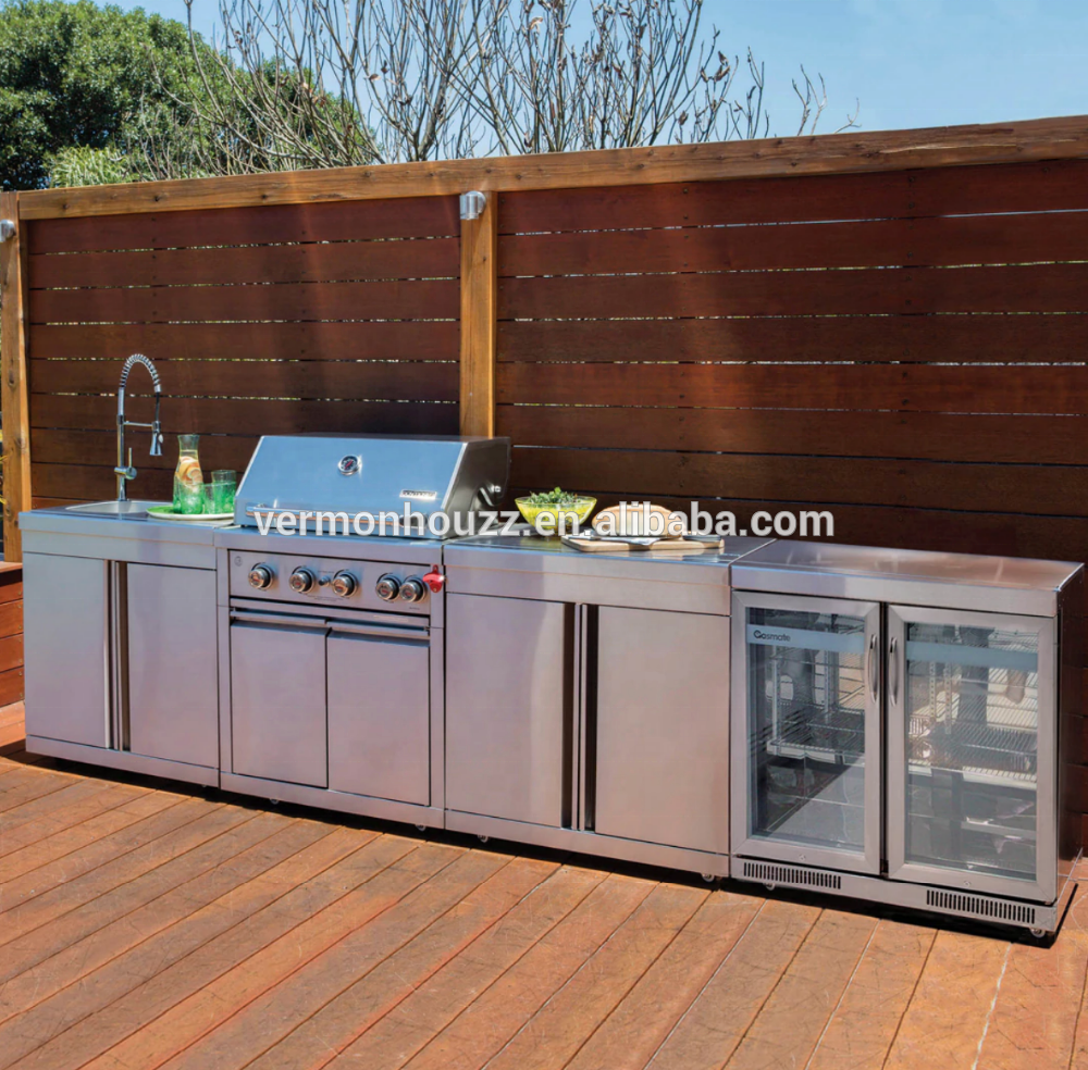 304 Stainless Steel Outdoor Kitchen Cabinets Doors and Drawers Composite Florida