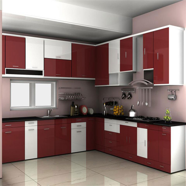 New Model Red Aluminum Kitchen Cabinet Kitchen Full Design of Kitchen Furniture