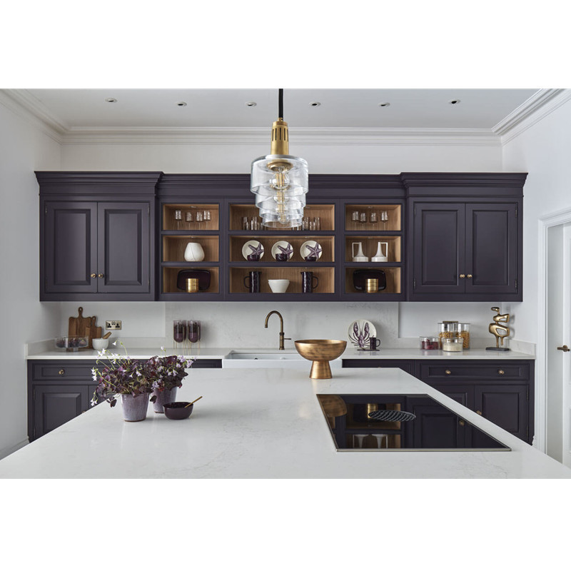 Classic Dark Purple Kitchen Cabinet Large Double Pantry Custom Kitchen Cabinet With Island