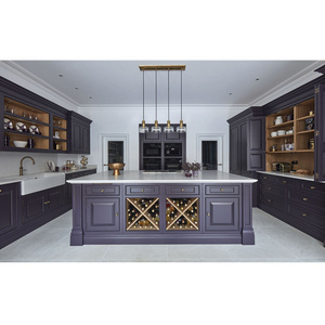 Classic Dark Purple Kitchen Cabinet Large Double Pantry Custom Kitchen Cabinet With Island