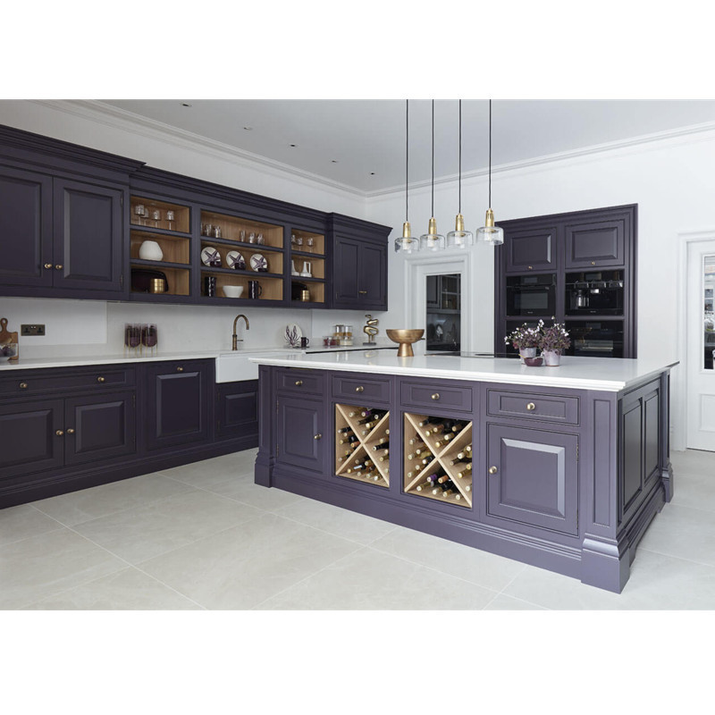 Classic Dark Purple Kitchen Cabinet Large Double Pantry Custom Kitchen Cabinet With Island