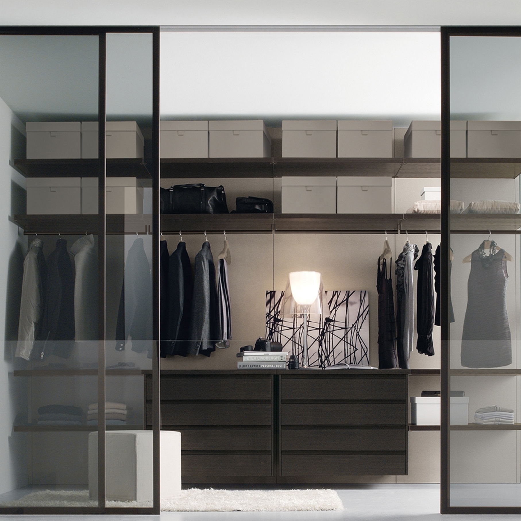 Vermonhouzz Modern Modular Customized Walk In Closet Glass Door Wardrobe