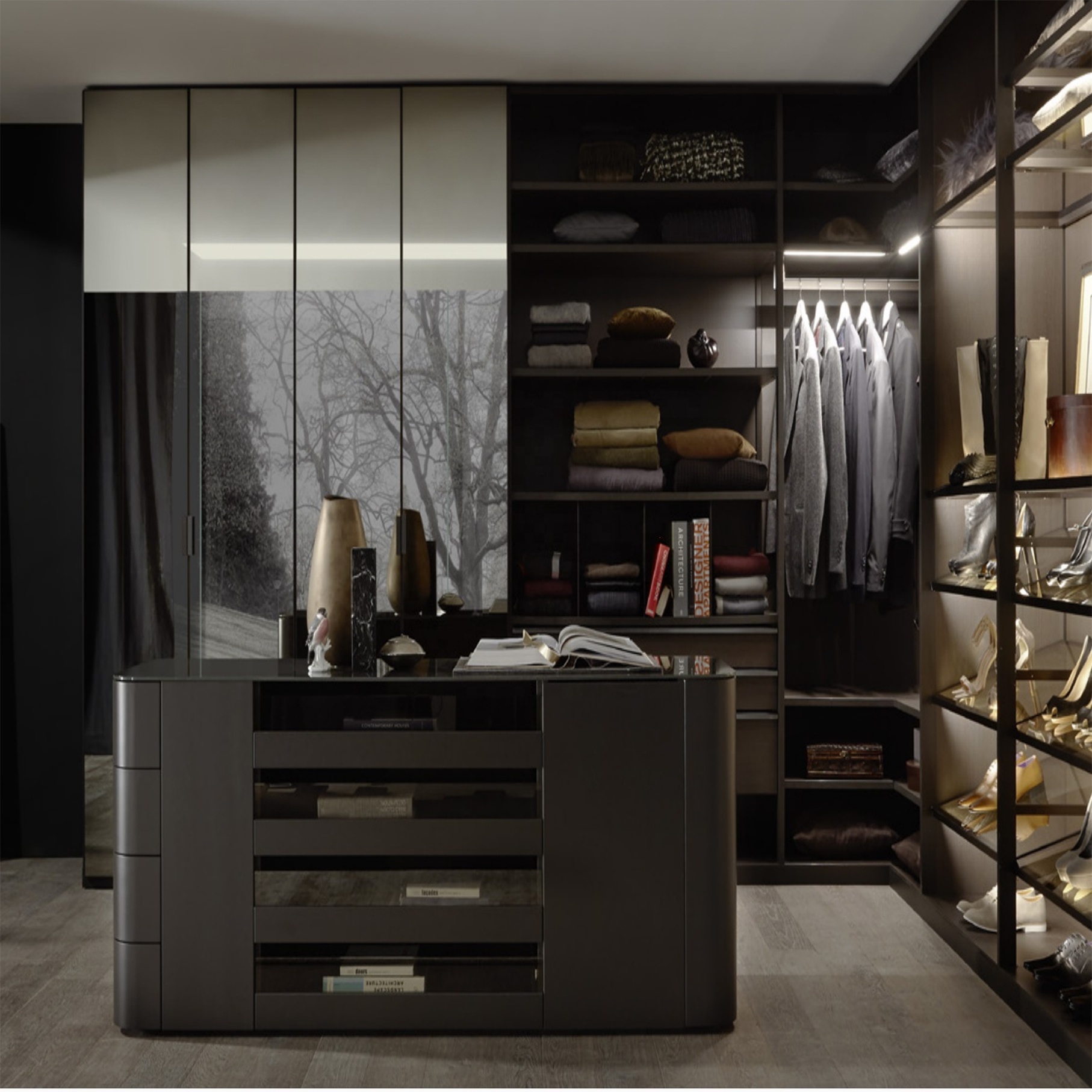 Modern High Quality Walk In Closet Open Wardrobe with Island New Designs