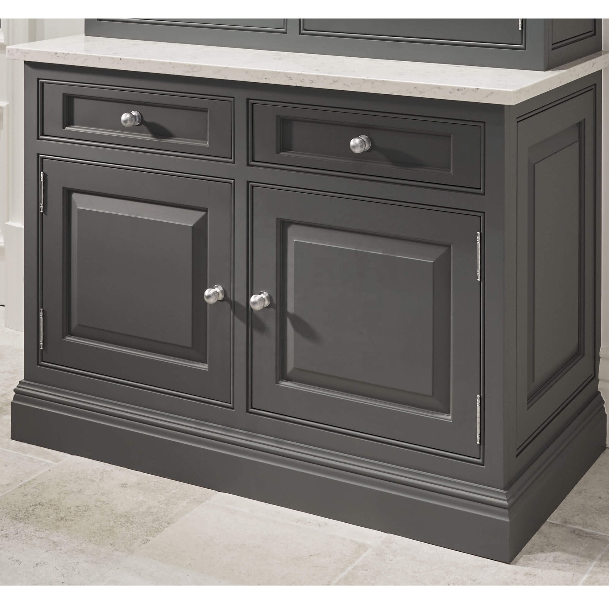 2023 Hangzhou Vermont America Luxury Grey Solid Wood Pantry Cupboards Kitchen Cabinet With Big Island Design