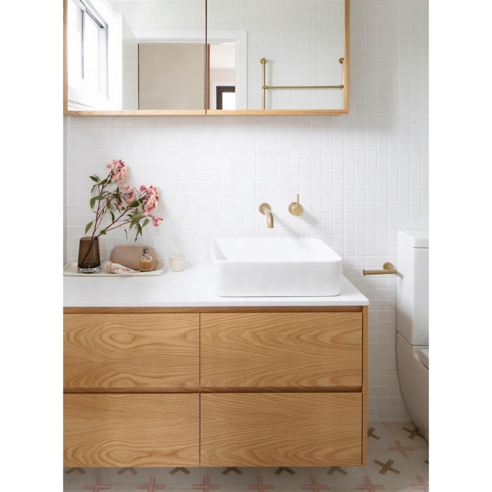 Vermont Australia Style White Lacquer and Wood  Bathroom Set Vanity Home Furniture Designs