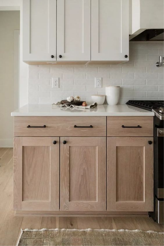 Vermont Custom Luxury Modern White Washed White Oak Real Solid Wood Kitchen Cabinet For Kitchen