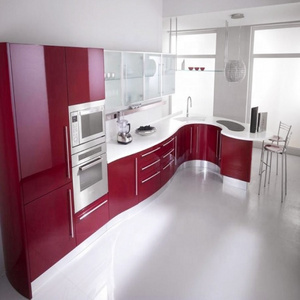 2023 Vermont  Modern High Gloss Kitchen Cabinet, Red Kitchen Cupboard Set