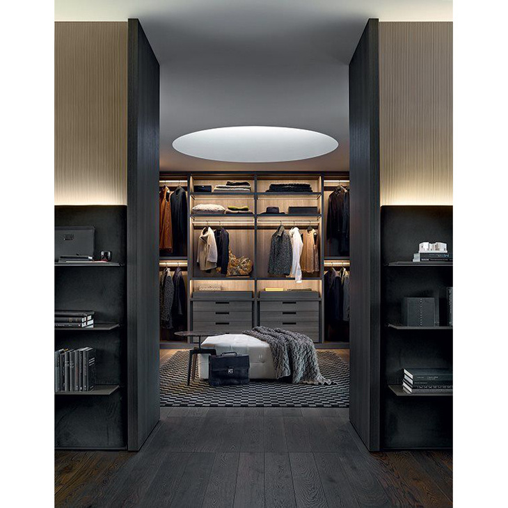 Vermont Modern U Shaped High Quality Wardrobes With Led Light Glass Door Wardrobe Sliding Door Luxury Bedroom Closet