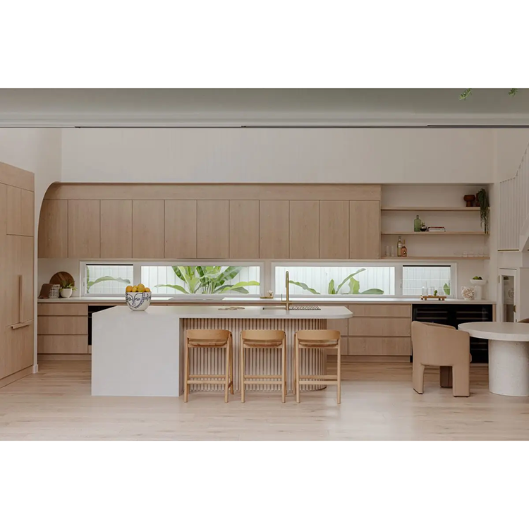 High End High Quality Luxury Modern New Natural Wood   Solid Wood Modular Kitchen Cabinets