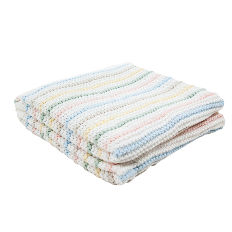 Free sample OEM soft 100% organic cotton knitted receiving baby blankets for newborns