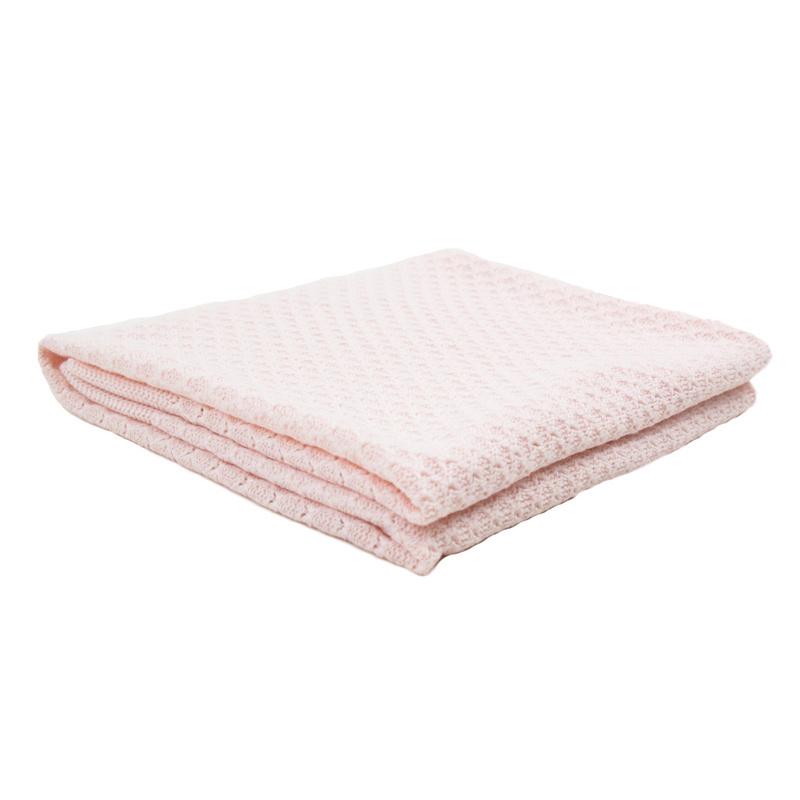 Free sample OEM soft 100% organic cotton knitted receiving baby blankets for newborns