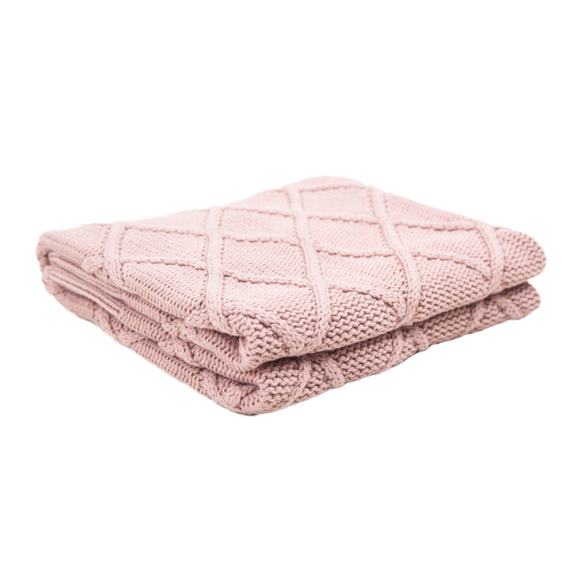 Free sample OEM soft 100% organic cotton knitted receiving baby blankets for newborns