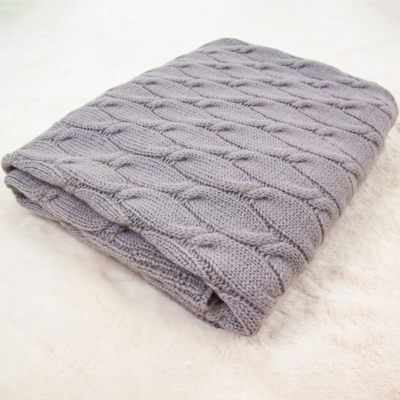 OEM ODM plain crochet wool cable cashmere merino knit baby blanket for winter sleeping cradle