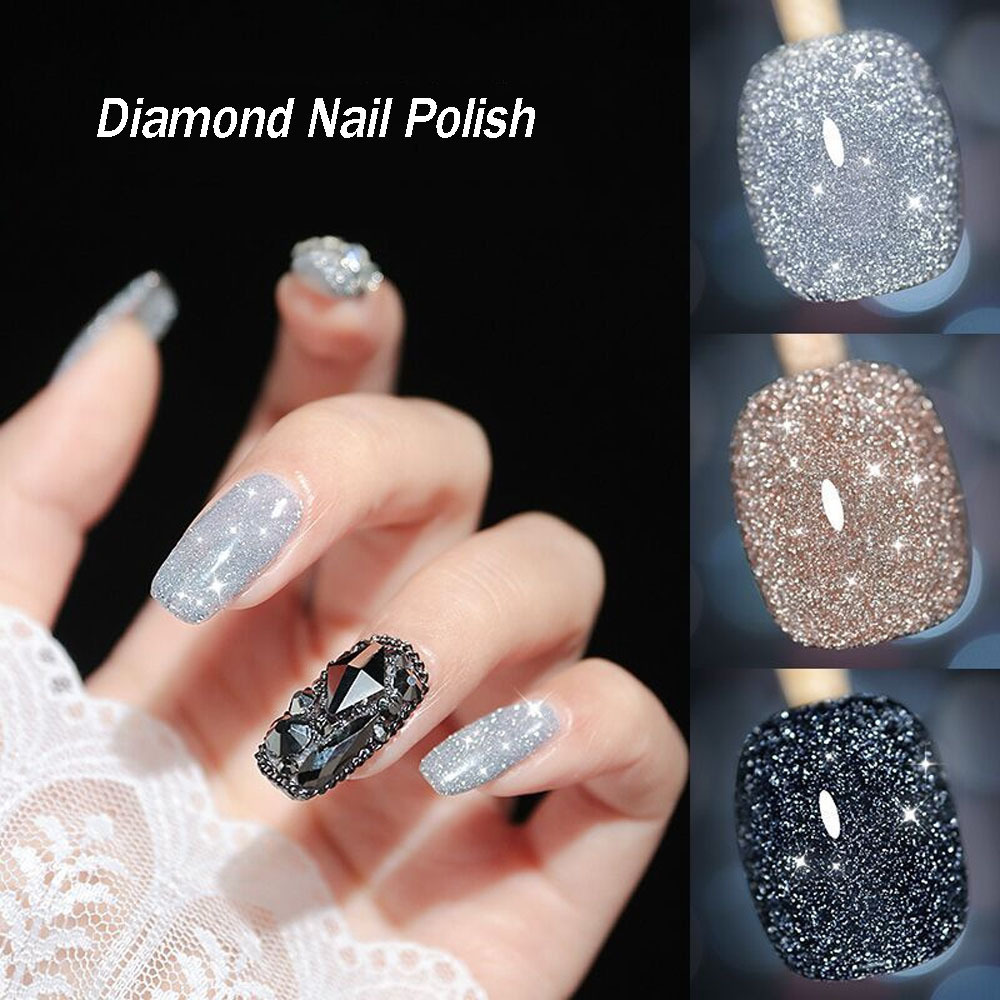 2021 New Gel Glitter UV Reflective Gel Nail Polish Explosion Diamond Glue Nail Art  Diamond Bundi Powder Nail Polish Glue