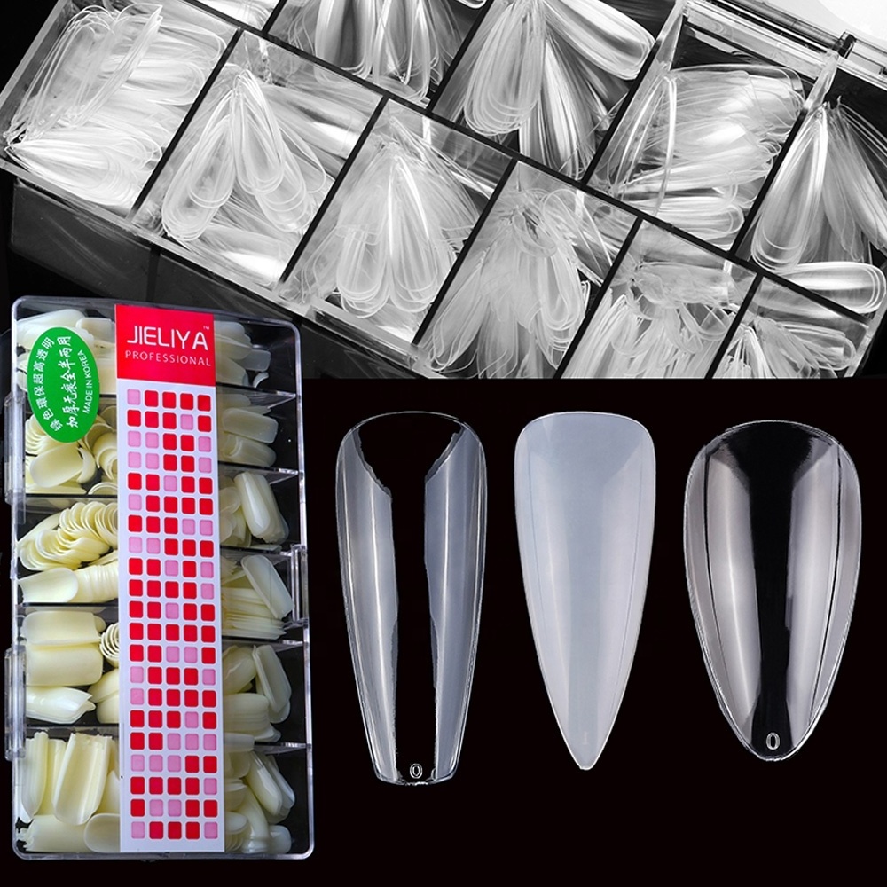 500PCS Nail Extension Gel Form Acrylic Kit  Nail Tips Clear Full Cover Glue press on nails