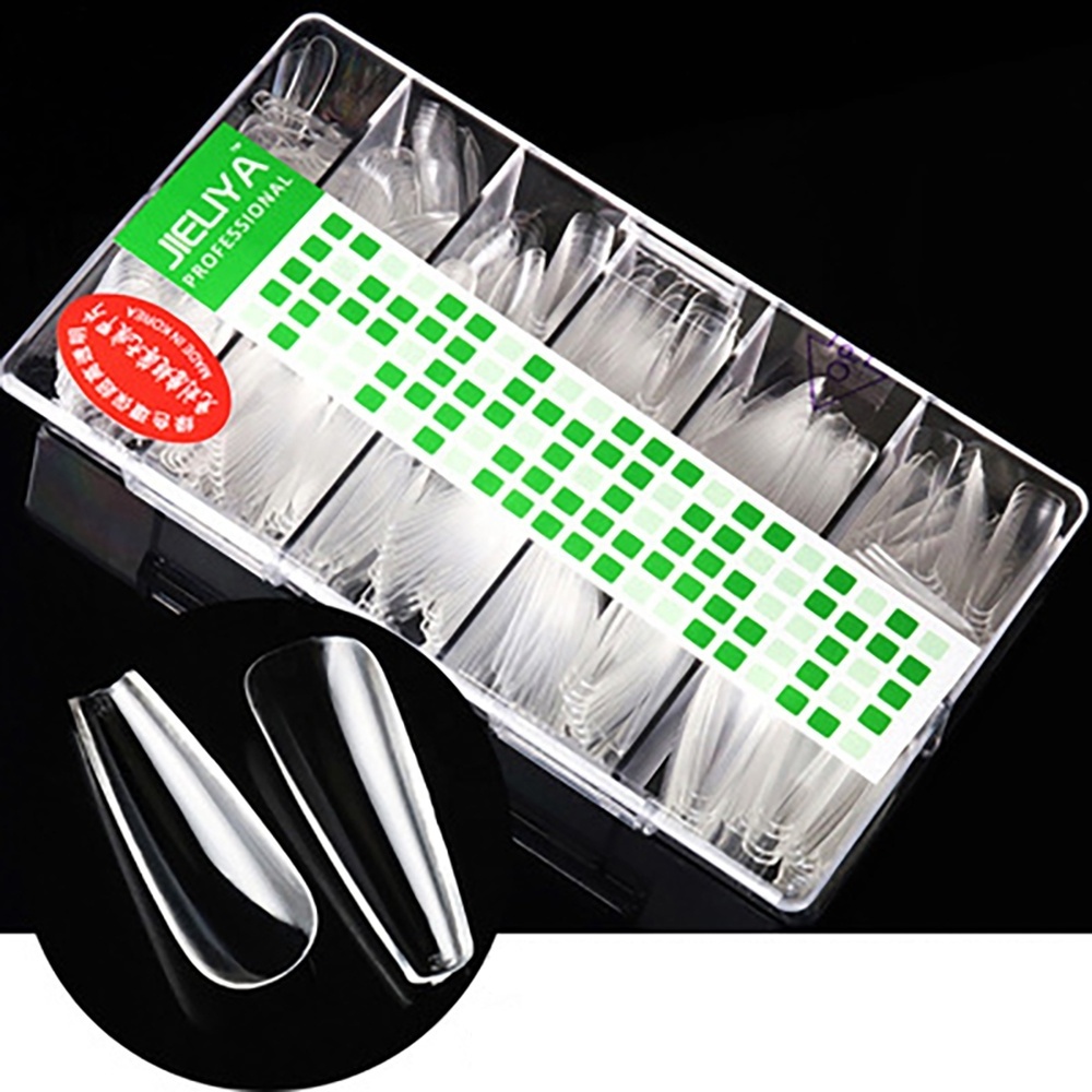 500PCS Nail Extension Gel Form Acrylic Kit  Nail Tips Clear Full Cover Glue press on nails