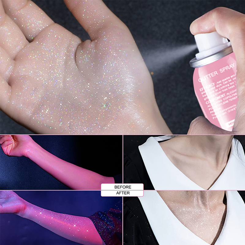 cosmetic powder spray glitter 60ml shiny spray sparkle shimmer hair body spray delicate glitter powder body makeup