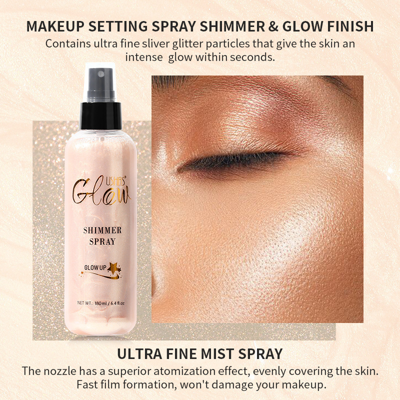 Body Glitter Mist Spray 4 Color Bronzer Golden Body Glitter Highlighter Liquid Body Shimmer Spray