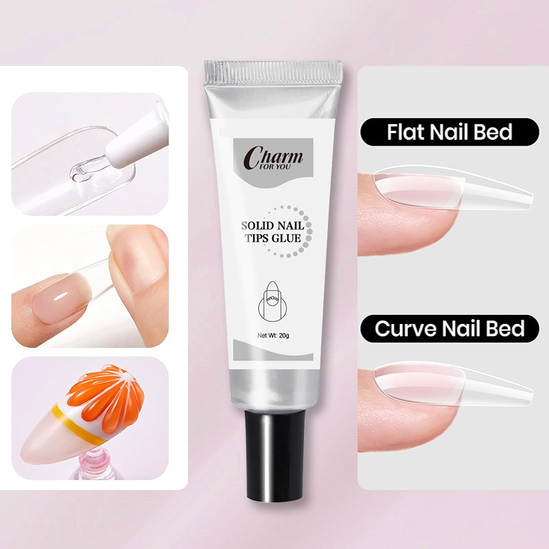 Nail care beauty Long lasting Uv Nail Glue tips Gel Polish Nail Tips Solid Press On Gel Glue