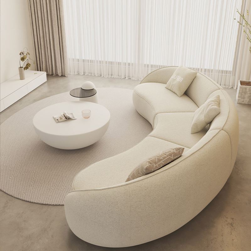 French minimalism  modern Minimalist White Half Circle Designer Couches Luxury Sofa Set Design Lounge Round Curved Sofa