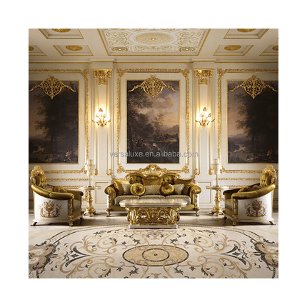 2023 Aesthetic European royal style sofa set living room furniture golden antique classic carving palace sofas with shell craft