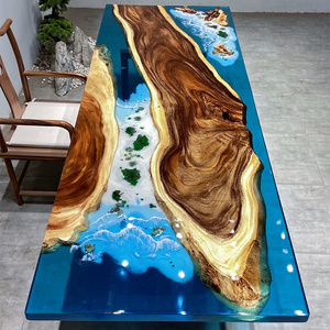 Factory Wholesale Live Edge Epoxy Resin Dining Tables Solid Walnut Wood Slab Table Tops In stock resin table unique river epoxy