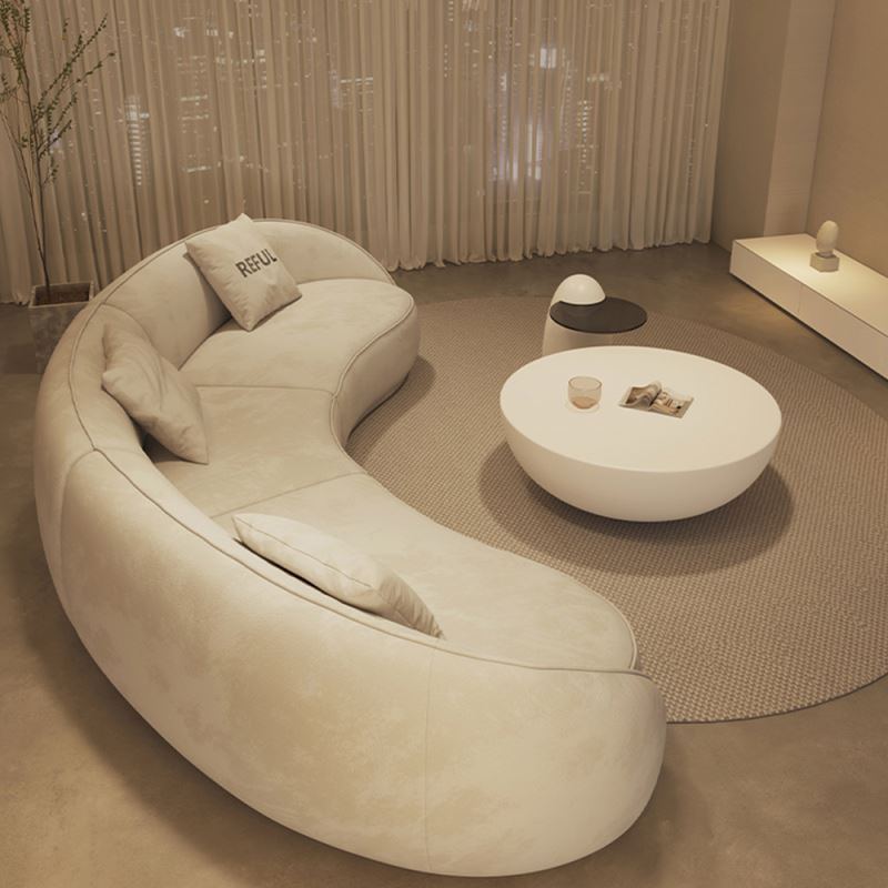 French minimalism  modern Minimalist White Half Circle Designer Couches Luxury Sofa Set Design Lounge Round Curved Sofa