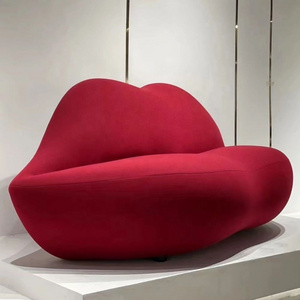 European style fabric living room chesterfield cafe chair modern couch sexy flaming red lip shaped sofa