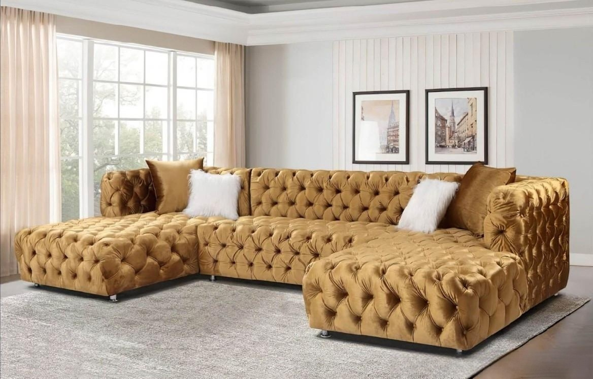 Commercial home furniture European style sectional sofa l shaped velvet luxury sofa set living room  modern solid wood sofa