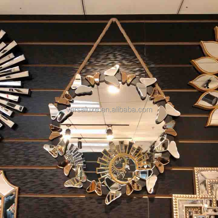 High Quality American round bathroom mirror wall Bathroom mirror Dining edge butterfly decorative wall Creative mirror